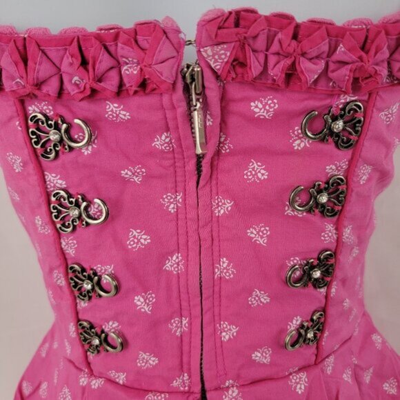 ORIGINAL STEINDL Womens 32 Dress German Dirndl PINK White Floral Oktoberfest - Picture 3 of 16